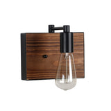 Modern Solid Wood Armed Sconce with 1 Pendant light