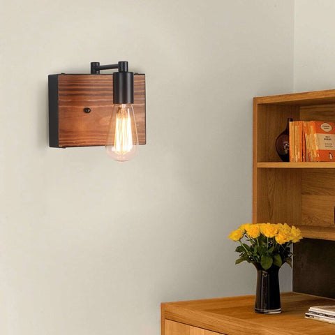 Modern Solid Wood Armed Sconce with 1 Pendant light