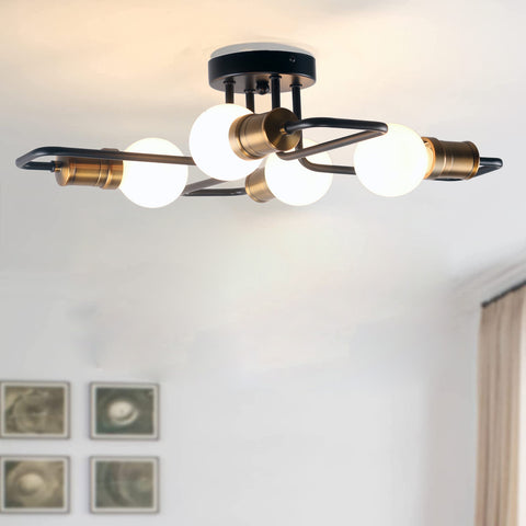 Modern semi flush mount light in metal