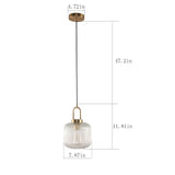 Antique 1 - Light in Glass and Metal shade Pendant Light with Adjustable height