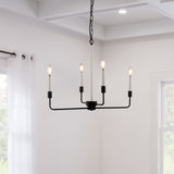 Antique 4 Lights Rustic Metal Chandelier light in Black