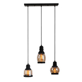 Hanging 3 - lights in Glass and Metal Shade Pendant Lights