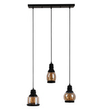 Hanging 3 - lights in Glass and Metal Shade Pendant Lights