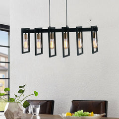 Hanging Black Metal 4 Pendant Lights with adjustable height