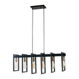 Hanging Black Metal 4 Pendant Lights with adjustable height