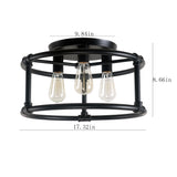 Country Rustic 3 lights Semi Flush Mount Light with Metal