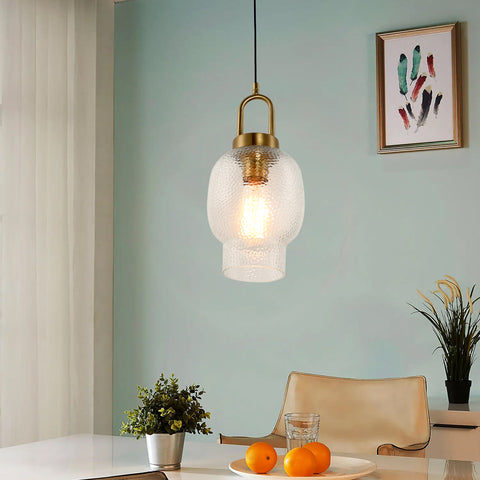 Vintage 1 - light in Glass and Metal Shade Pendant Light