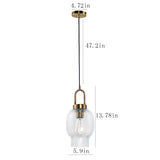 Vintage 1 - light in Glass and Metal Shade Pendant Light