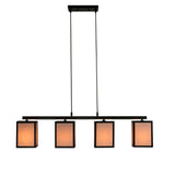 Hanging 4 - lights in Glass and Metal Shade Pendant Lights