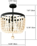 Black 3-Light Metal Wood Beads Hallway Ceiling Light