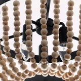 Black 3-Light Metal Wood Beads Hallway Ceiling Light
