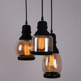 Glass Mason Jar Pendant Lighting With 3 Lights Black Finish - unitarylighting