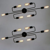 Black Vintage Barn Metal Semi Flush Mount Ceiling Lighting with 6 lights - unitarylighting