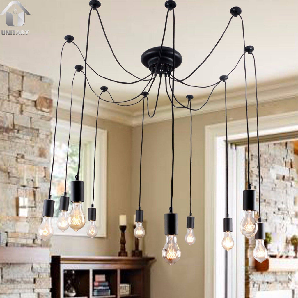 Antique Black Large Barn Chandelier lighting with 10 Lights Bulbs Included - unitarylighting