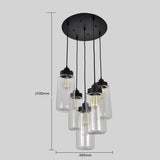 UNITARY BRAND Vintage Glass Mason Jar Pendant Light Max 300W With 5 Lights Painted Finish - unitarylighting