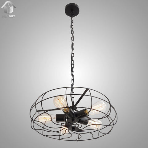 Vintage Barn Metal Hanging Ceiling Chandelier Max. 200W With 5 Lights Painted Finish - unitarylighting