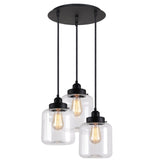 Unitary Brand Vintage Glass Shade Jar Pendant Light Max 180W with 3 Lights Painted Finish