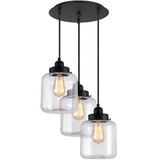Unitary Brand Vintage Glass Shade Jar Pendant Light Max 180W with 3 Lights Painted Finish