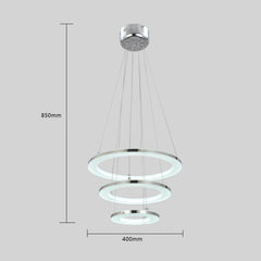 UNITARY  Modern  LED Acrylic Pendant Lighting With 3 Rings Max 33W Chrome Finish - unitarylighting