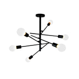 Unitary Brand Modern Black Metal Sputnik Design Semi Flush Mount Ceiling Light with 6 E26 Bulb Sockets 360W Painted Finish