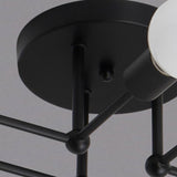 Unitary Brand Art Deco Black Metal Sputnik Design Semi Flush Mount Ceiling Light with 6 E26 Bulb Sockets 360W Painted Finish