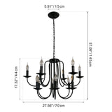 Unitary Brand Antique Black Metal Wrought Iron Dining Room Candle Chandelier with 12 E12 Bulb Sockets 480W Painted Finish