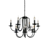 Unitary Brand Antique Black Metal Wrought Iron Dining Room Candle Chandelier with 12 E12 Bulb Sockets 480W Painted Finish