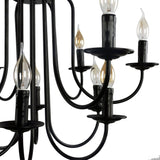 Unitary Brand Antique Black Metal Wrought Iron Dining Room Candle Chandelier with 12 E12 Bulb Sockets 480W Painted Finish