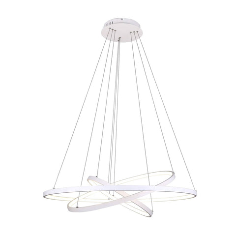 Unitary Brand Modern White Acrylic Nature White LED 3 Rings Pendant light with Max 90W Painted Finish