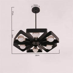 Unitary Brand Black Vintage Barn Metal Floral Pendant Light with 6 E26 Bulb Sockets 360W Painted Finish - unitarylighting