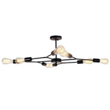 Black Antique Metal Steel Art Semi Flush Mount Ceiling Light with 8 Lights - unitarylighting