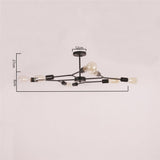 Black Antique Metal Steel Art Semi Flush Mount Ceiling Light with 8 Lights - unitarylighting