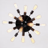 Unitary Brand Antique Black Metal Semi Flush Mount Ceiling Light with 15 E26 Bulb Sockets 600W Painted Finish