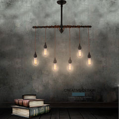 Unitary Brand Rustic Black Metal Hanging Pendant Light with 6 E26 Bulb Sockets 240W Painted Finish